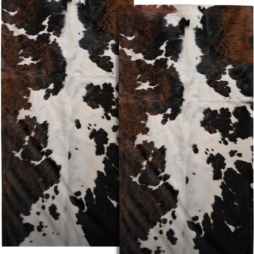 Cow Skin Print Hand Towels 2 Pack Rustic Animal Fur Texture Dish Kitchen Towels